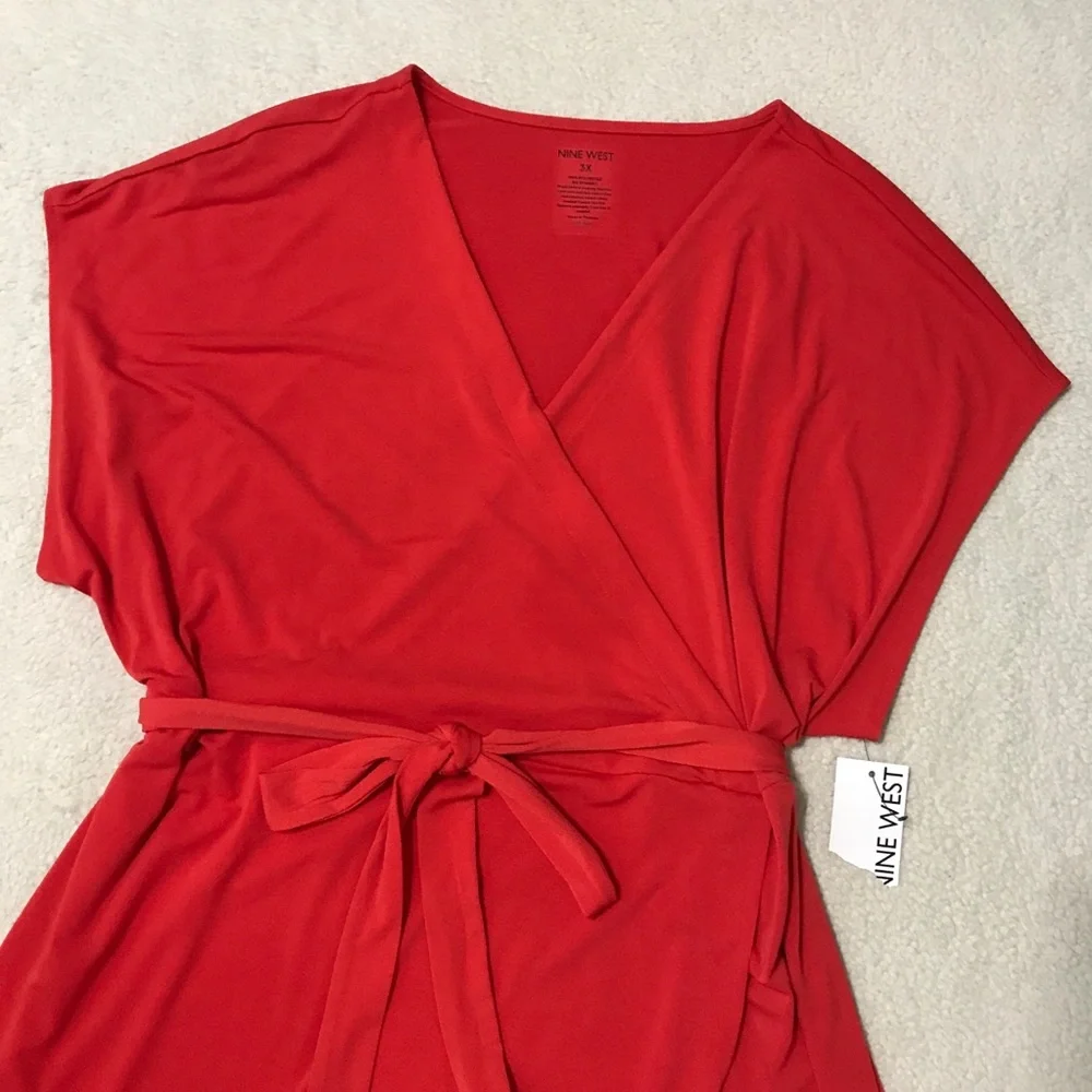 Nine West Faux Wrap Mini Dress Red Size 3X